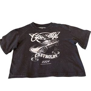 Chemistry Cropped Black T-Shirt with Corvette Logo 2004 Size small